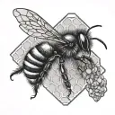 bee on honeycomb  tattoo design idea