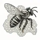 bee on honeycomb  tattoo design idea