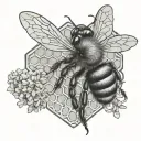 bee on honeycomb  tattoo design idea