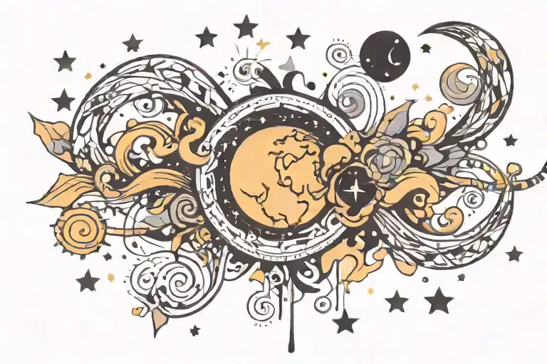 to the moon and stars and back tattoo design idea