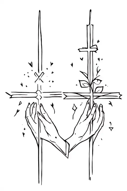matching simple cross tattoo for couple holding hands tattoo design idea