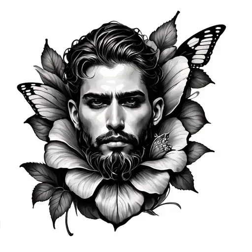 Masculine full forearm tattoo in black and gray, fine line and realistic shading. No flowers, no butterflies, no orname tattoo design idea