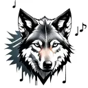Wolf and music note tattoo design idea
