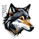 Wolf and music note tattoo design idea