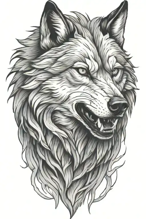 angry wolf tattoo design idea