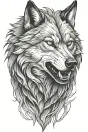 angry wolf tattoo design idea