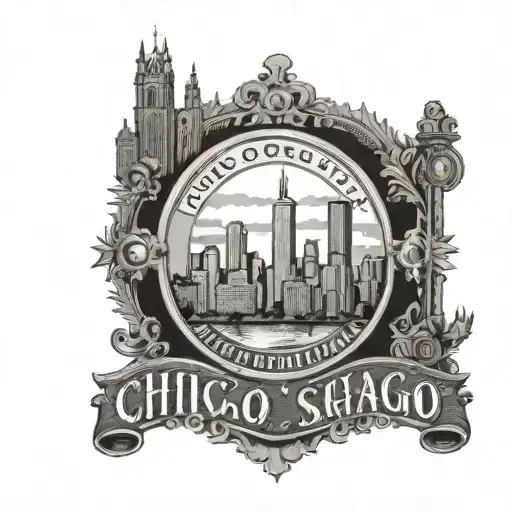 Chicago skyline with church st & 117th street sign  tattoo design idea