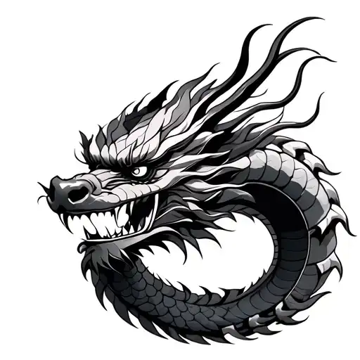 Chinese Dragon with Chinese warrior  tattoo design idea