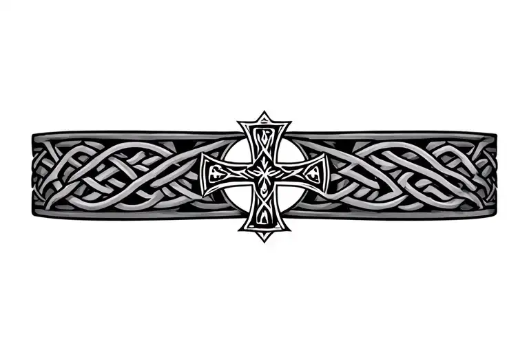 Celtic band with Celtic cross tattoo design idea