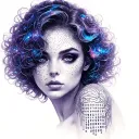 A sexy woman with galaxy hair and a hidden message in Morse code on her arm tattoo design idea