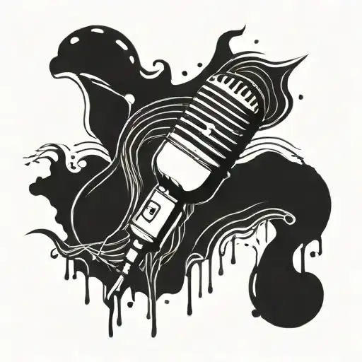 Abstract representation of sound waves flowing out of a microphone tattoo design idea