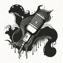 Abstract representation of sound waves flowing out of a microphone tattoo design idea
