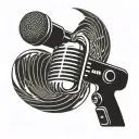 Abstract representation of sound waves flowing out of a microphone tattoo design idea