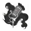 Abstract representation of sound waves flowing out of a microphone tattoo design idea
