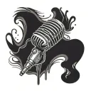 Abstract representation of sound waves flowing out of a microphone tattoo design idea