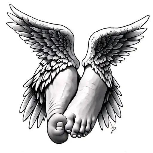 angel wings baby feet tattoo design idea