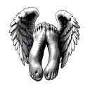 angel wings baby feet tattoo design idea