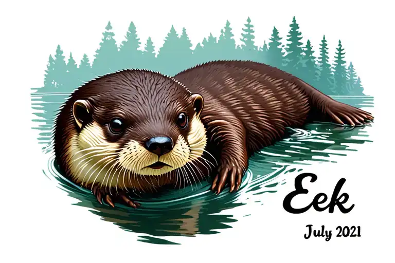 "July 2021, Eek" otter Alaska tattoo design idea