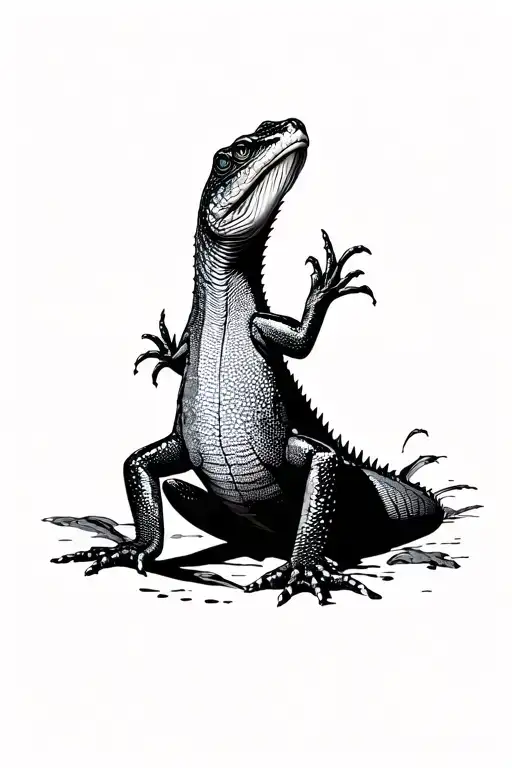 Lizard outline filled tattoo design idea