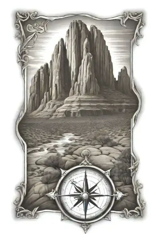cathedral rock Arizona C J N hidden compass tattoo design idea