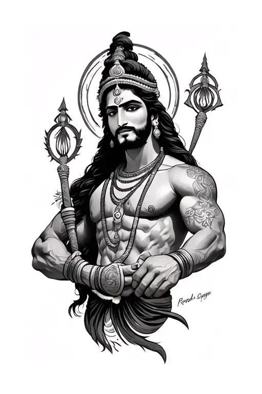 hindu protection strenght male tattoo design idea