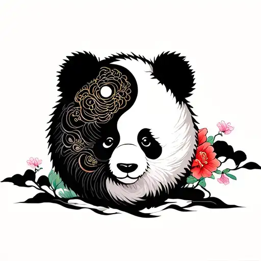 Yin Yang Panda Bear tattoo design idea