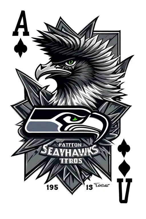 1985 year Seahawks logo poker tattoo design idea