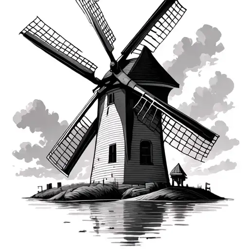Dutch Windmill tattoo design idea