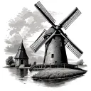 Dutch Windmill tattoo design idea