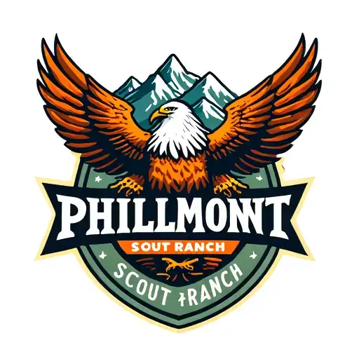 pheonix type eagle with mountains in the background. philmont scout ranch logo below tattoo design idea