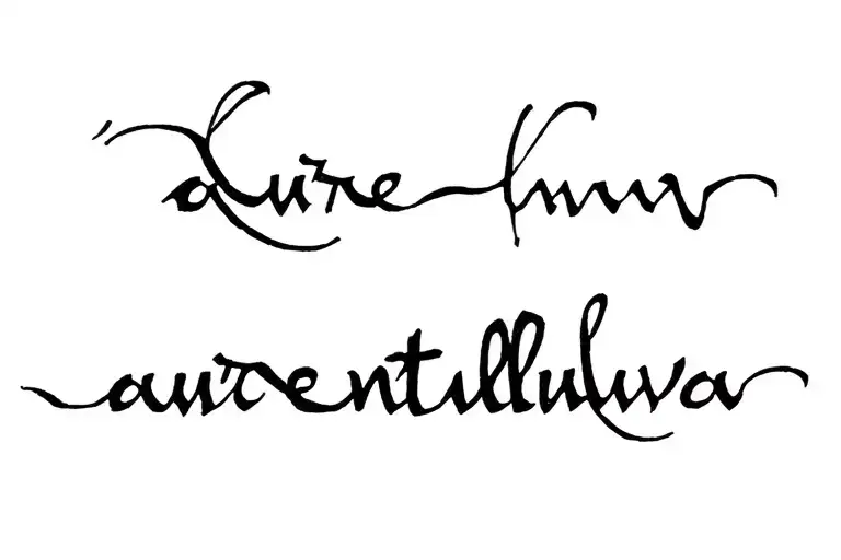 I need a minimal Tolkien tattoo design. The main element is the Tengwar inscription "aure entuluva" (the day shall come  tattoo design idea