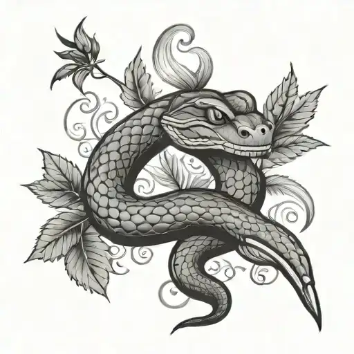 snake smoking weed tattoo design idea