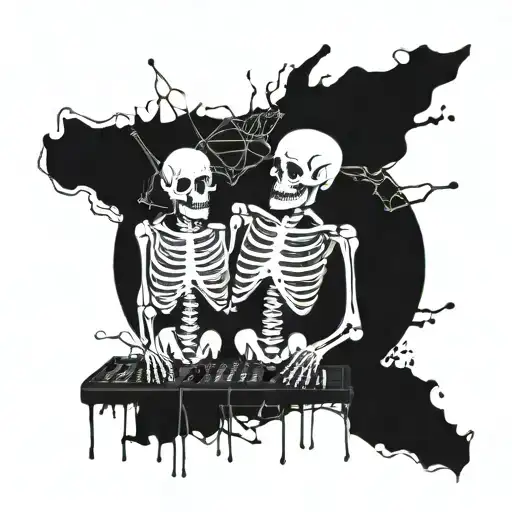 Riot shift dj artists as skeletons tattoo design idea