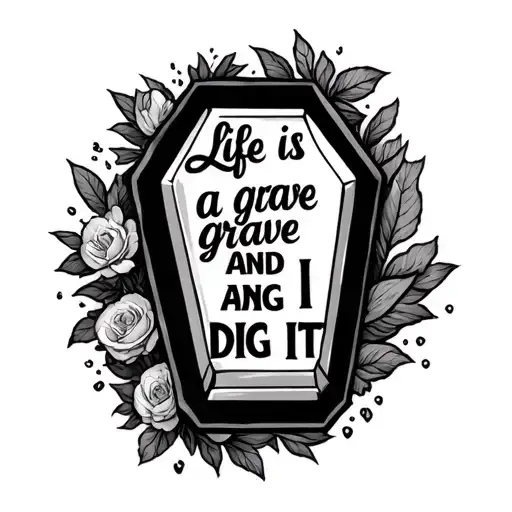 "Life is a grave and I DIG IT" coffin tattoo design idea