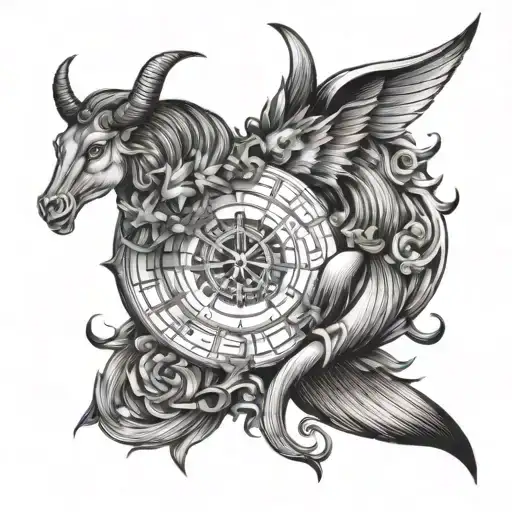 Pices and gemini zodiac sign tattoo design idea