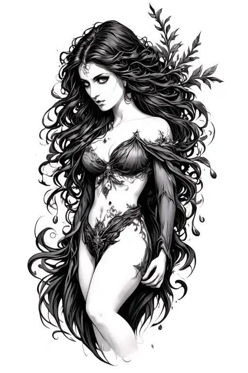 I want to get a lilith tattoo. Generate one black and white tattoo and one colored tattoo that has the lilith tattoo as  tattoo design idea