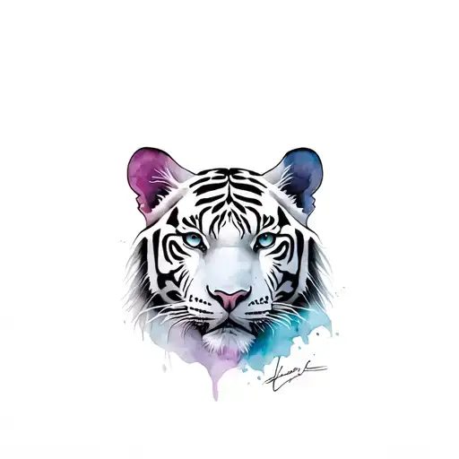 white tiger face tattoo design idea
