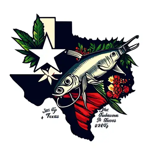 state of texas ahape and bbq and fishing tattoo design idea