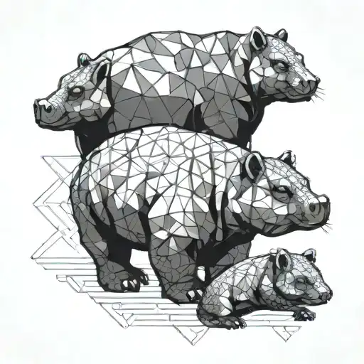 Hippo with a red panda tattoo design idea