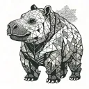 Hippo with a red panda tattoo design idea