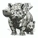 Hippo with a red panda tattoo design idea