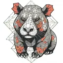 Hippo with a red panda tattoo design idea