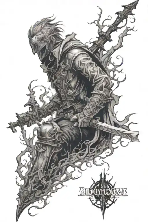 bloodborne video game, amigdala and hunters arm tattoo tattoo design idea