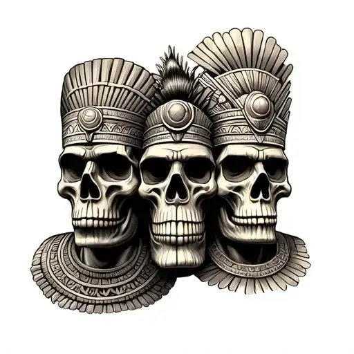God Osiris and God Varacocha with easter island skull tattoo design idea