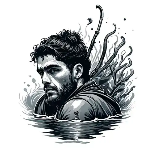 scubba diving man tattoo design idea