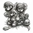 Mario Bros characters tattoo design idea