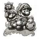 Mario Bros characters tattoo design idea