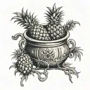 witch cauldron pineapples tattoo design idea