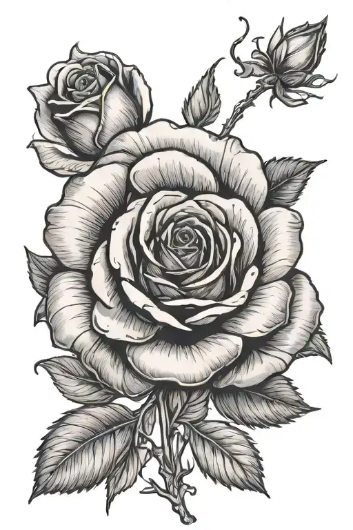 rose with date written and name jade tattoo design idea
