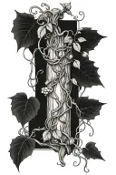 Ivy vines with willow tree vines and and banana plant and honeysuckles  tattoo design idea